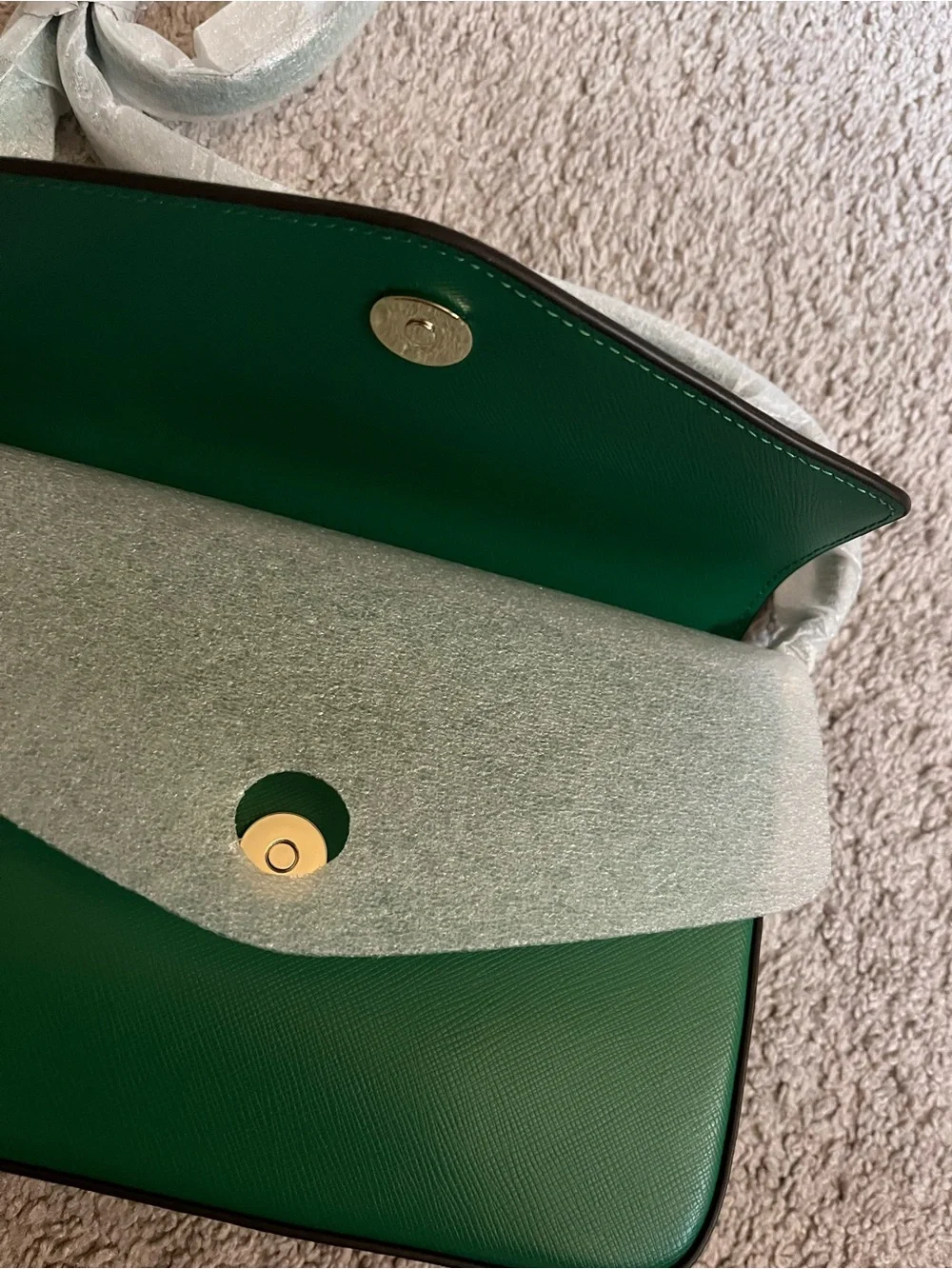 kate spade green Saffiano Crossbody Bag with Gold Logo